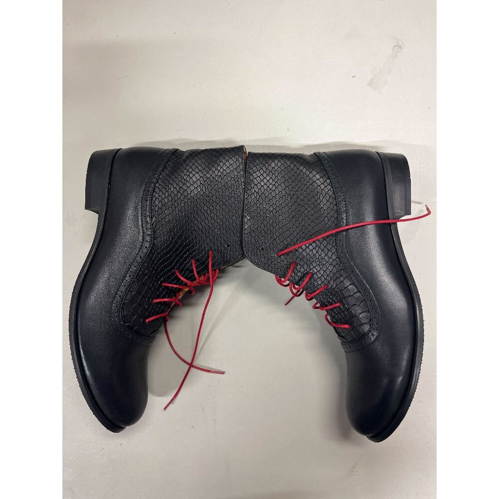 Women's Black Leather Boots, Lace-up Ankle Boots, EU 43